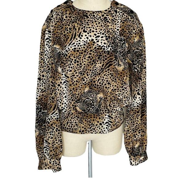 Vintage Leopard Print Blouse Animal Pattern Top Chic Street Style M/L - Picture 2 of 11